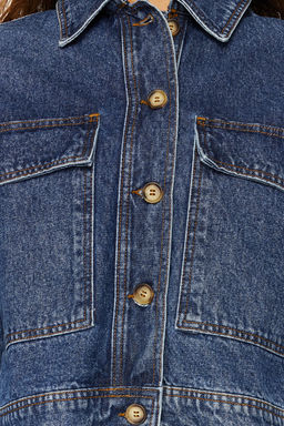 Koyu Mavi More Sustainable Cep Detayl? Denim Ceket TWOSS24CE00029 - Trendyolmilla фото 6