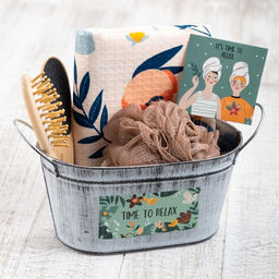 Набор подарочный Этель Time to relax, 5 предметов, полотенце, мочалка, расчёска