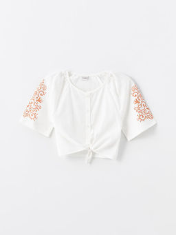 Desenli K?z ?ocuk Crop G?mlek