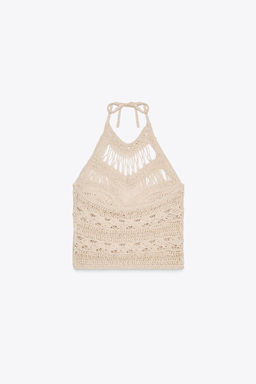 DISTRESSED KNIT HALTER TOP - Zara фото 3