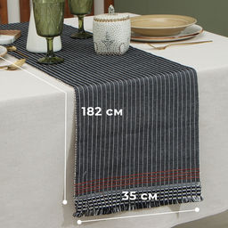 Дорожка на стол «Этель», 33×182 см, 100% хлопок, серая