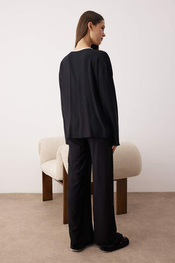 Ekru Duz Kurdele Shally Dokuma Pijama Tak?m? THMAW26PT00007 - Trendyolmilla фото 10