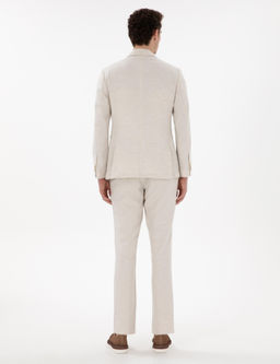 Ekru Slim Fit Keten Kar___ml_ Tak_m Elbise