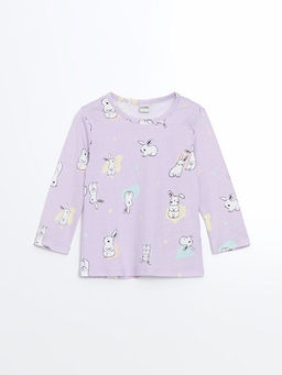 Bisiklet Yaka Uzun Kollu Bask?l? K?z Bebek Pijama Tak?m?