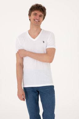 Erkek Slim Fit V Yaka Beyaz Basic Ti__rt Sepette S_rpriz _ndirim - U.s. polo assn фото 10