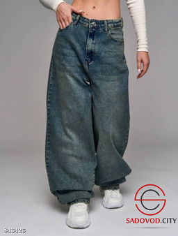 Джинсы багги с высокой посадкой