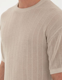 Bej Comfort Fit Bisiklet Yaka Triko Ti__rt - Pierre cardin фото 7