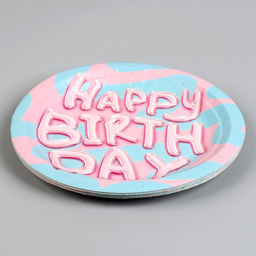 Цена за 10 шт. Тарелка бумажная Happy Birthday, 18 см - Страна карнавалия фото 3