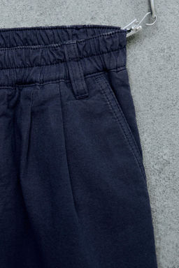 STORIESZ - PANTAL?N BAGGY PINZAS CON ALGOD?N Y LINO / Azul?n - Zara фото 3