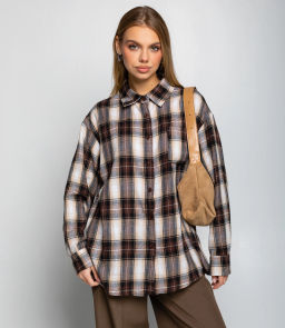 Рубашка #КТ225 (5), коричневый,белый