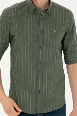 U. S. Polo Assn / Мужская зеленая рубашка с длинным рукавом - U.s. polo assn фото 6