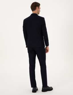 Lacivert Slim Fit %100 Y_n Tak_m Elbise