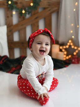 Bisiklet Yaka Uzun Kollu Minnie Mouse Bask?l? K?z Bebek 3l? Tak?m - Waikiki фото 2