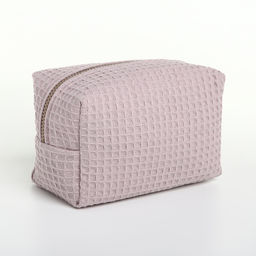 Косметичка женская на молнии TEXTURA, объёмная, средняя, мягкая, вафельная текстура, пыльно-розовая  фото 4