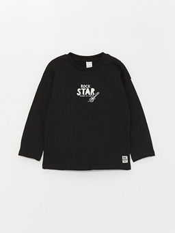 Bisiklet Yaka Uzun Kollu Bask?l? Erkek Bebek Ti??rt