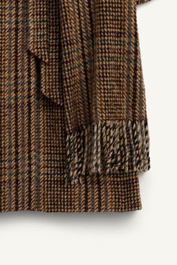 LIMITED EDITION CHECK COAT WITH SCARF - Zara фото 8