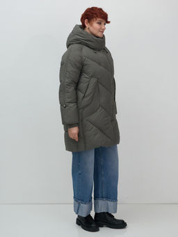 Пальто двубортная зимнее утепленное женское зеленого цвета 7732Z - Visdeer фото 13