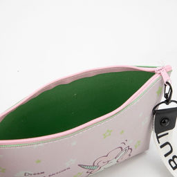 Косметичка на молнии, с ручкой, с рисунком, средний размер, бледно- розовая