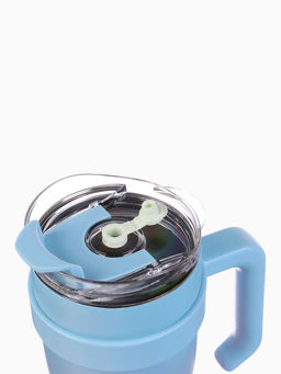 Термокружка, 900 мл, с трубочкой, сохраняет тепло 6 ч, нержавеющая сталь, голубая, розовая