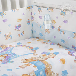 Детство Набор для новорожденных Детство/Борта:6шт; Подушка:1 шт-40*60; Наволочка(клапан):1шт.-40*60; Простыня на резинке:1шт.-120*60; Одеяло:1шт.-110*90; Пододеяльник:1шт.-110*90 Набор в кроватку (бязь)