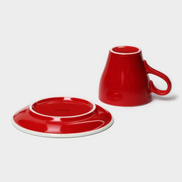 Кофейная пара фарфоровая Magistro Coffee time, 2 предмета: чашка 180 мл, блюдце d=14,5 см, цвет красный  фото 6
