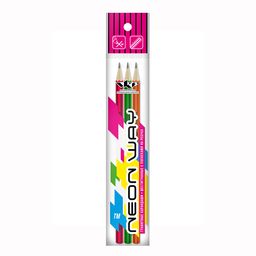 ВКФ Neon way 3P-1555 Набор графитных карандашей ОПП неон с полосками на ребрах заточенный ТМ (HB) 10 х 3 шт. ассорти