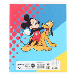 Цена за 20 шт. Тетрадь в клетку 24 листа, 5 видов МИКС, обложка мелованная бумага, «Минни Маус»