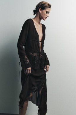 ASYMMETRIC GEORGETTE LACE SKIRT - Zara фото 5