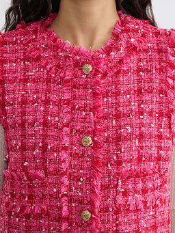 Bisiklet Yaka Ekose Kad?n T?vit Yelek