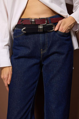 Siyah-Kahverengi 2li Paket Suet Kemer TWOAW26KE00019 - Trendyolmilla фото 2