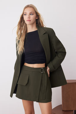 Haki Kemerli Etek Gorunumlu Sort & Bermuda TWOAW26SR00024