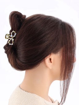 Цена за 6 шт. Крабик для волос «Кэли», бант, 5 см, золото