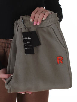 2617 GRAY/GREEN Брюки спортивные утепленные женские (85% хлопок, 10% полиэстер, 5% спандекс)