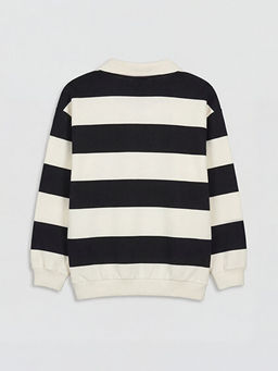 Polo Yaka Bask?l? Erkek ?ocuk Sweatshirt
