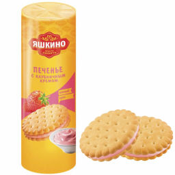 Яшкино, печенье-сэндвич с клубничным кремом, затяжное, 190 г  фото 2