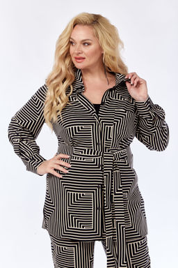 Костюм Элль стиль 2299 бежевый/черный принт  фото 3