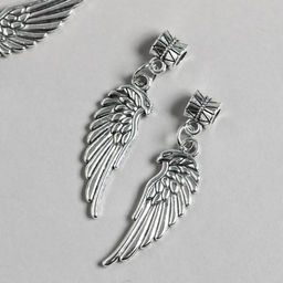 Цена за 4 шт. Бейл с подвеской металл для творчества "Крыло" серебро 4,3 см