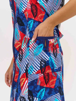 Халат женский, цвет синий красный