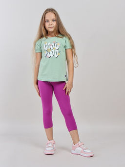 CRB wear / CWKG 90270-37 Комплект для девочки (футболка, бриджи),зеленый