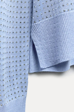 FINE KNIT TOP WITH RHINESTONE DETAIL - Zara фото 6