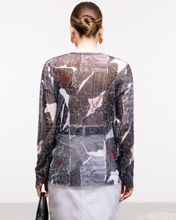 авторский Лонгслив из сетки с принтом - Sahar art lab фото 6