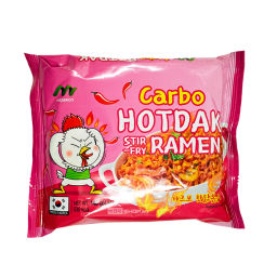 Лапша б/п острая со вкусом курицы и соуса Карбонара Хотдак (Hotdak) Migawon, Корея, 140 г Акция