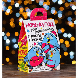 Цена за 5 шт. Подарочная коробка Снегири, 17,2 х 9,5 х 24 см