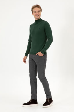 Erkek Slim Fit Bo_azl_ Koyu Ye_il Basic Kazak - U.s. polo assn фото 4