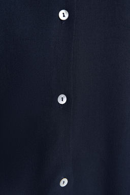 Lacivert Basic Oversize Genis Kal?p Dokuma Gomlek TWOAW24GO00207