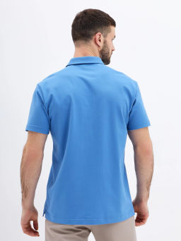 Джемпер мужской с воротником поло короткий рукав GREG G144-PO1246T-SAS5047 (джинс)  фото 2