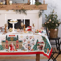 Набор новогодних салфеток Этель Новогодняя ярмарка, 40х40см 4 шт, хлопок, саржа  фото 4