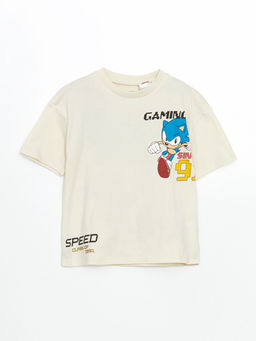 Bisiklet Yaka Sonic Bask?l? Erkek ?ocuk Ti??rt