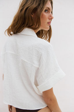 CAMISA CRUZADA MANGA CORTA / Blanco