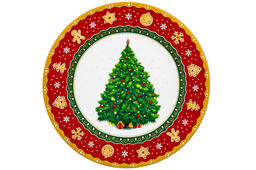 Набор тарелок для десертов 2 пр. 19*19*2 см Новогодняя ёлка красный узор NEW BONE CHINA - Elan gallery фото 5